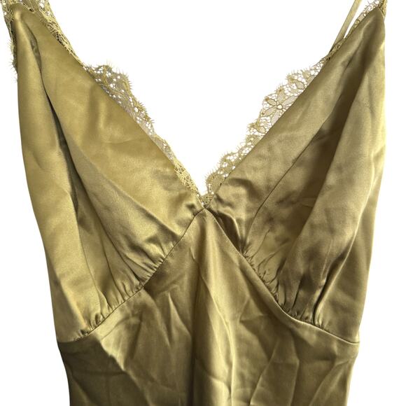 Reformation Maysen Silk Formal Maxi Dress Olive Oil Green NWT - Picture 5 of 10